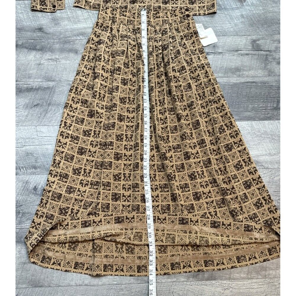 Rena Rowan Skirt 2 Piece Set Womens 10 Tan Button Blouse Pleated Pockets 90s NWT - Picture 8 of 12